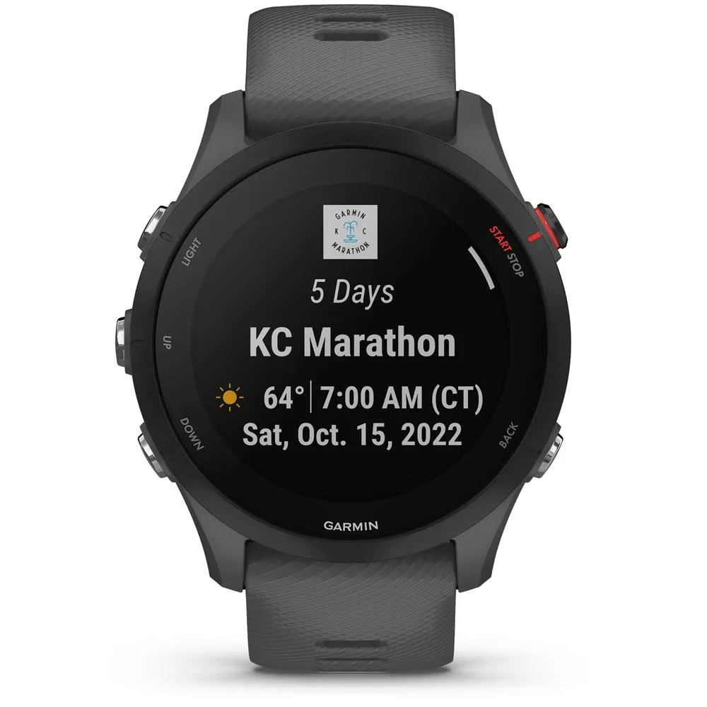 Garmin Forerunner 255 GPS Smartwatch, Slate Gray w/ Accessories Bundle