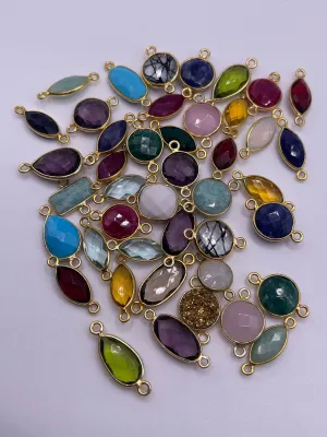 Gemstone Connector Double Loop Gold Plated Assorted Sizes