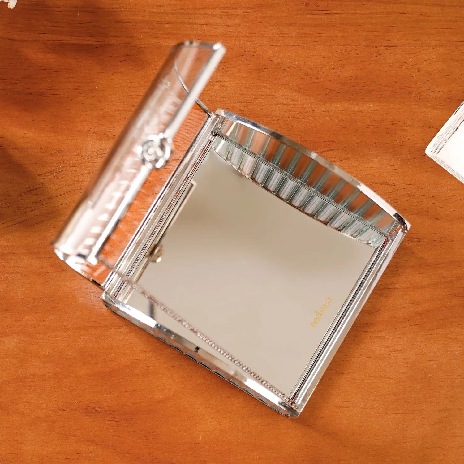 Glass Jewellery Box With Silver Frame