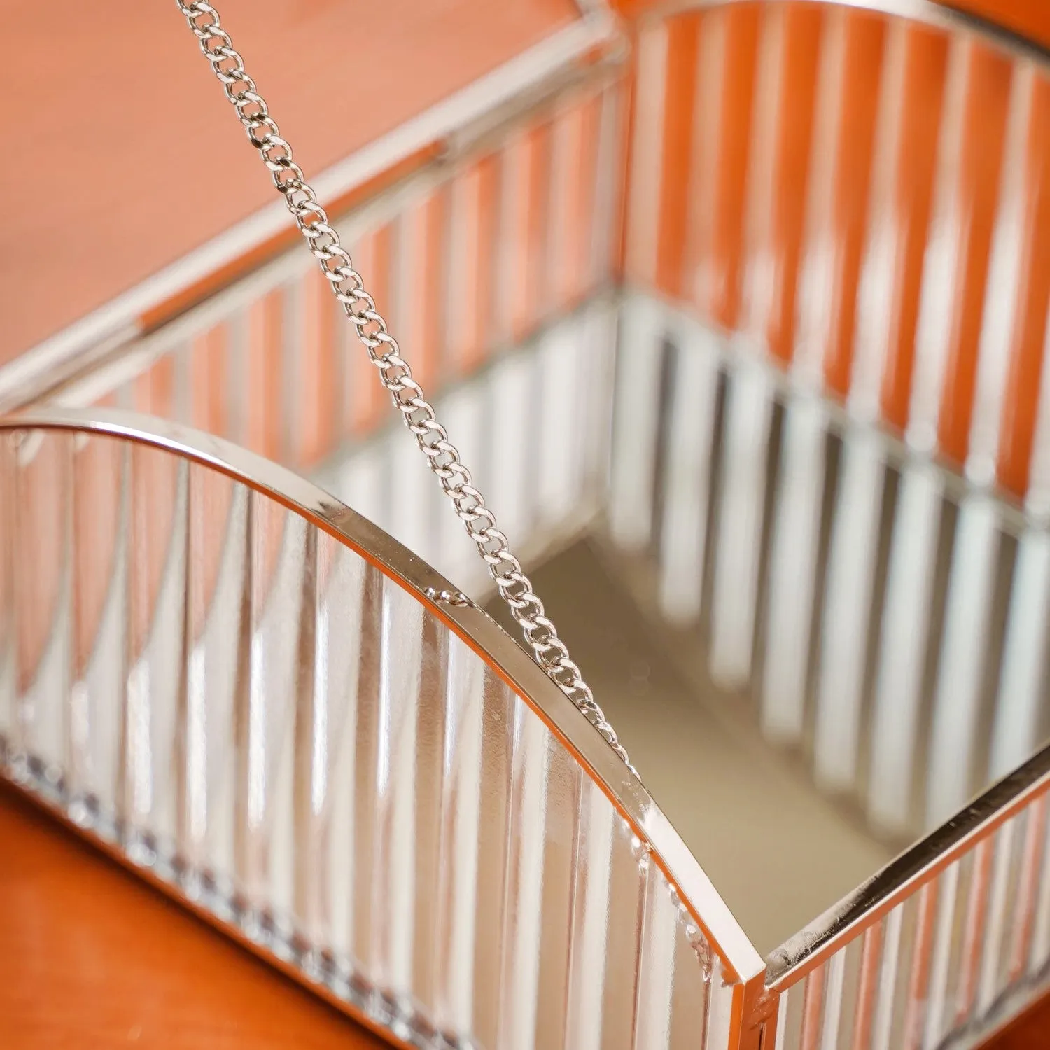 Glass Jewellery Box With Silver Frame