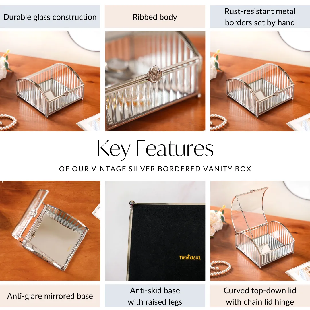 Glass Jewellery Box With Silver Frame