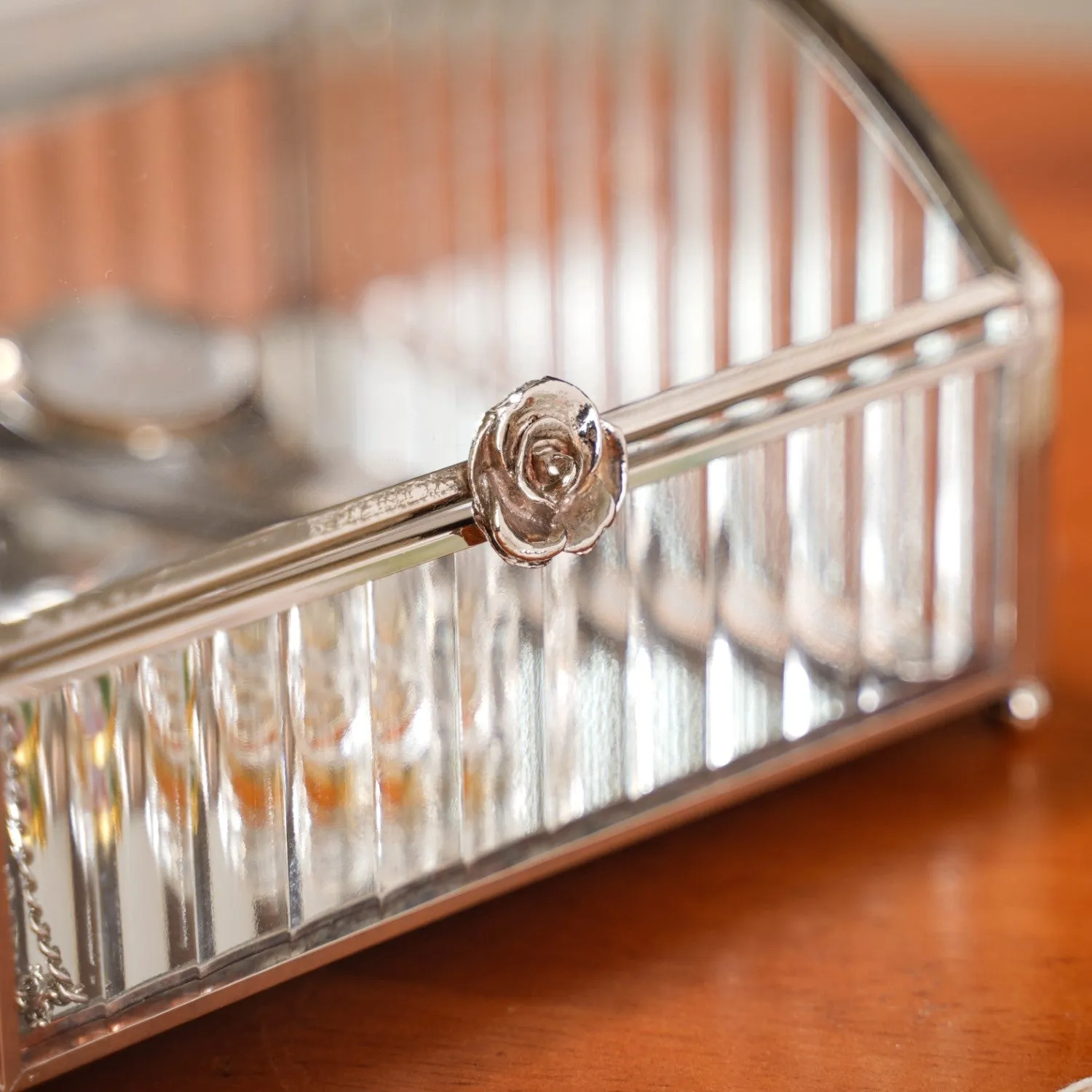 Glass Jewellery Box With Silver Frame