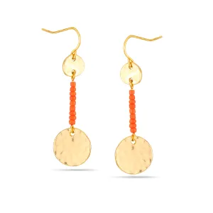GOLD CORAL DROP EARRINGS #HNE87235GDCL (SG12)