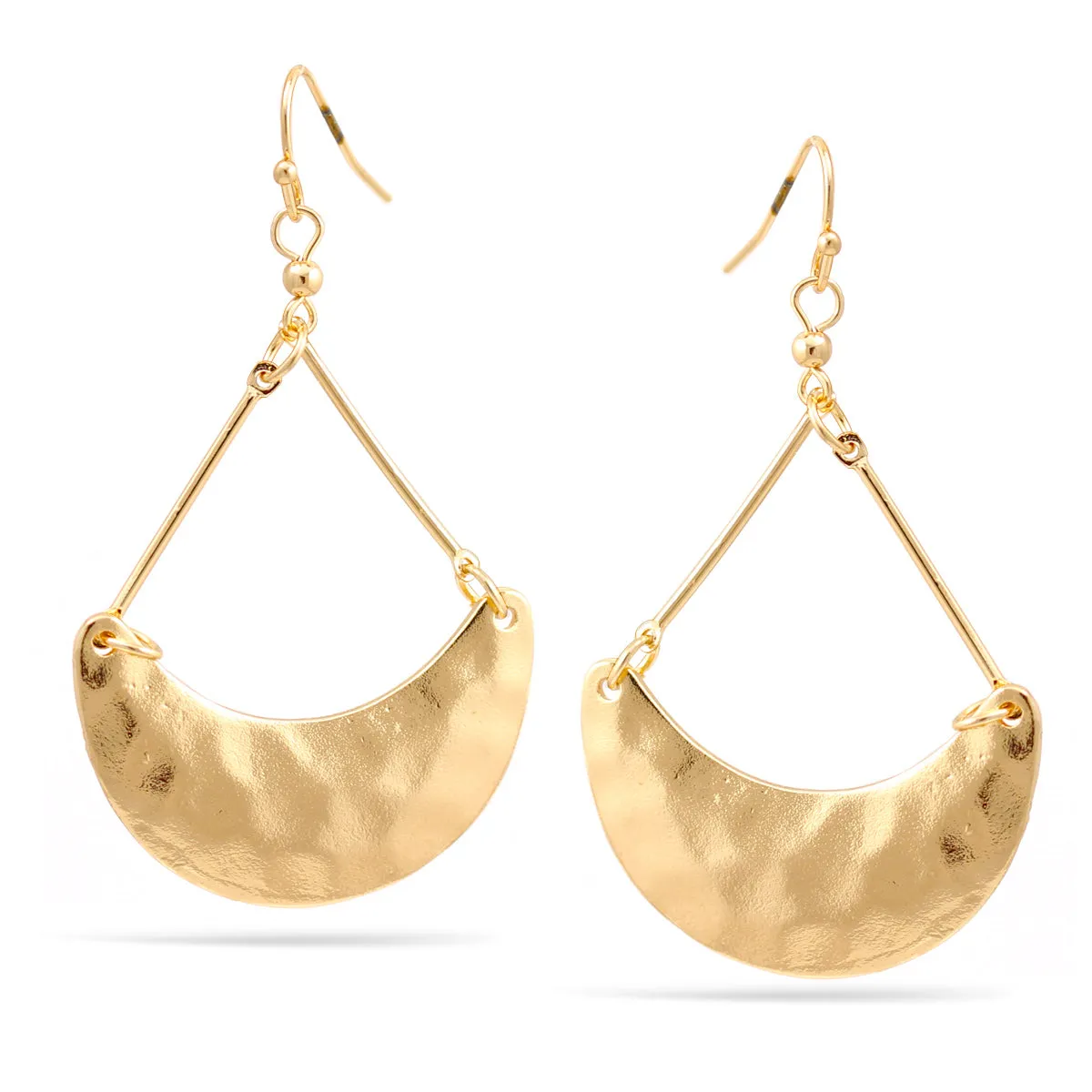GOLD HAMMERED DROP EARRINGS #SWR-CP1219 (BD8)