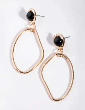 Gold Large Oval Drop Earrings