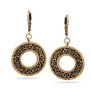 GOLD ROUND FILIGREE DROP EARRINGS #SWKK-11477A.GLD (OE25)