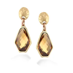 GOLDEN STONE GOLD HAMMERED DROP EARRINGS #251BR3401 (1B18/1A15)