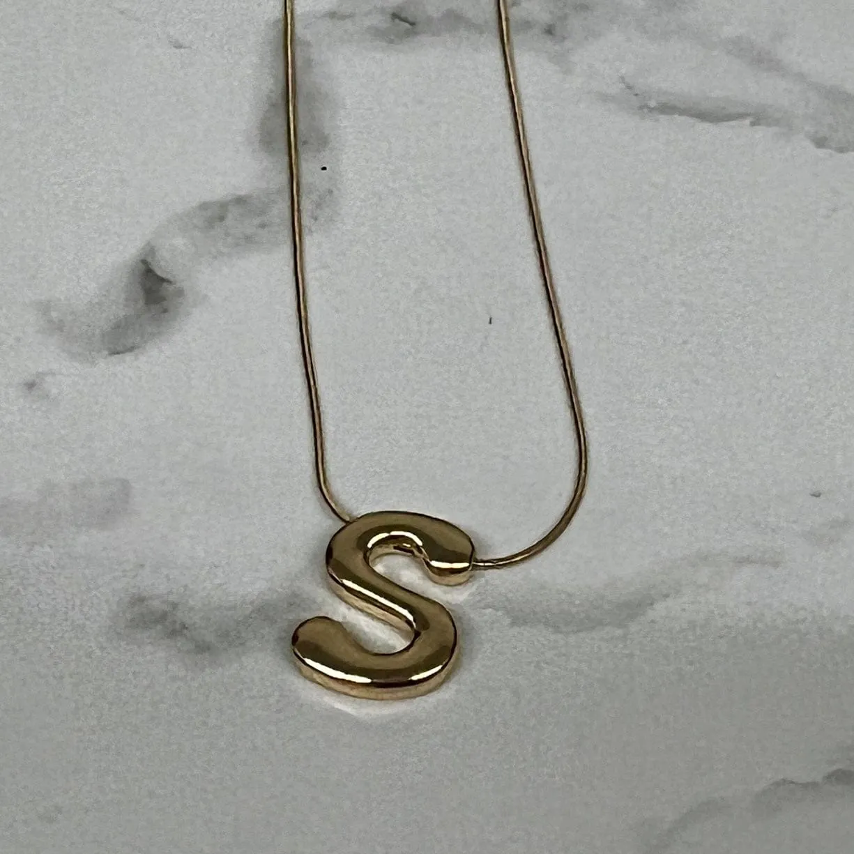 Goldtone Bubble Inital Necklace