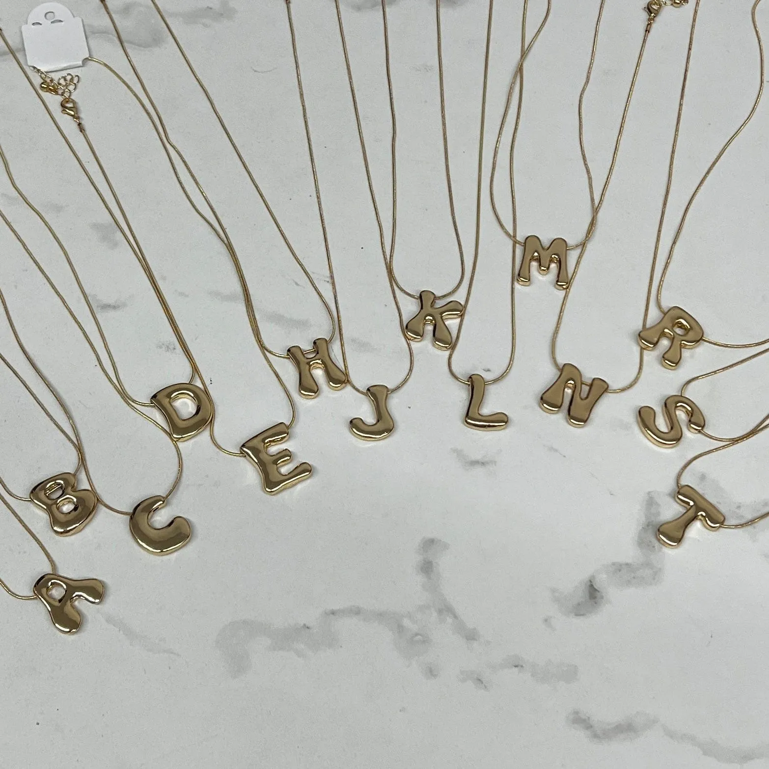 Goldtone Bubble Inital Necklace