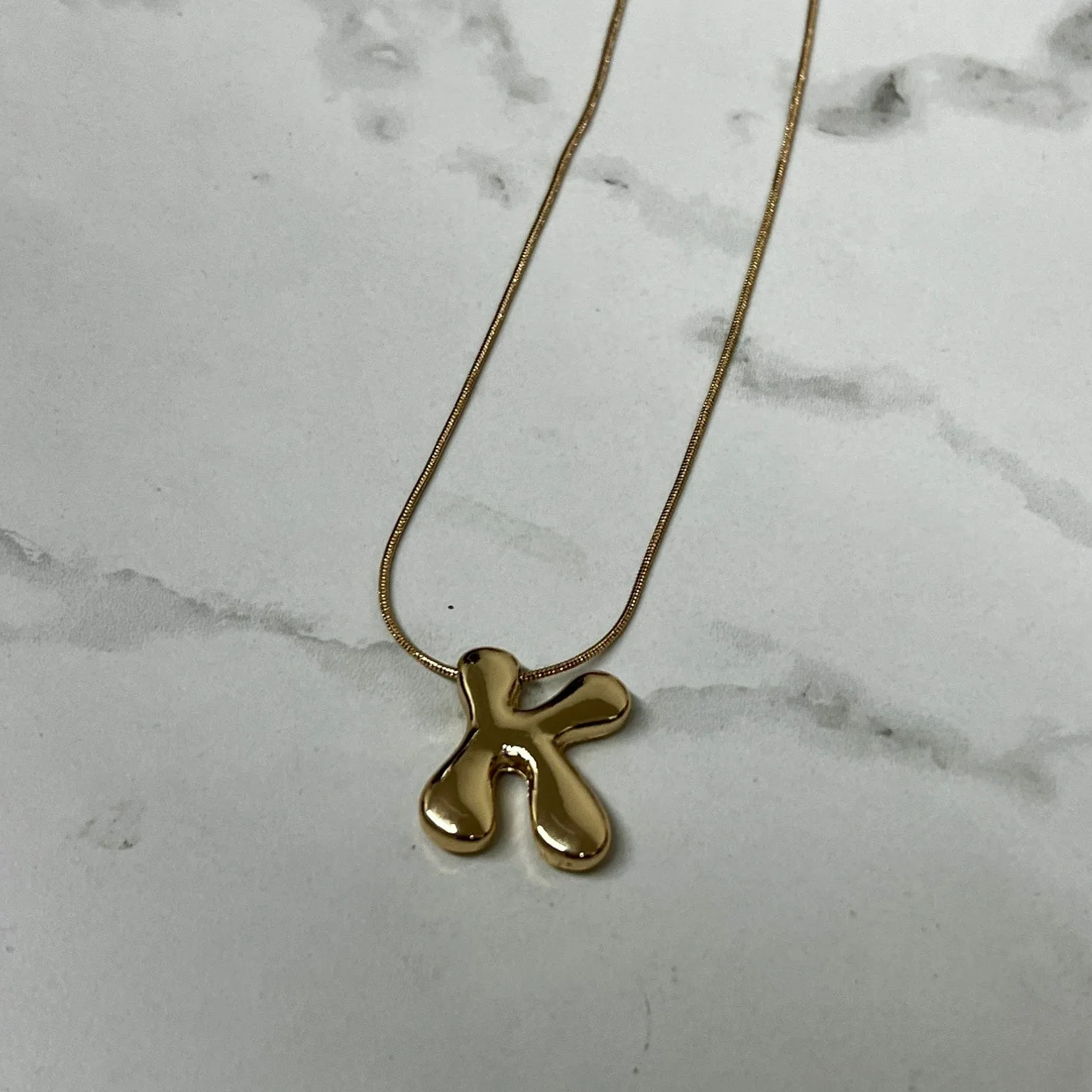 Goldtone Bubble Inital Necklace