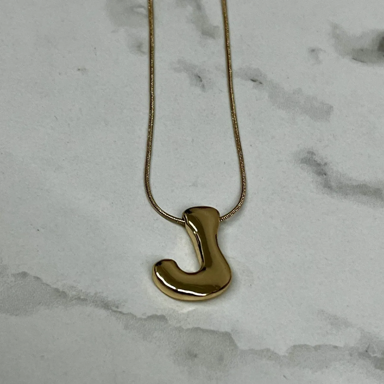 Goldtone Bubble Inital Necklace