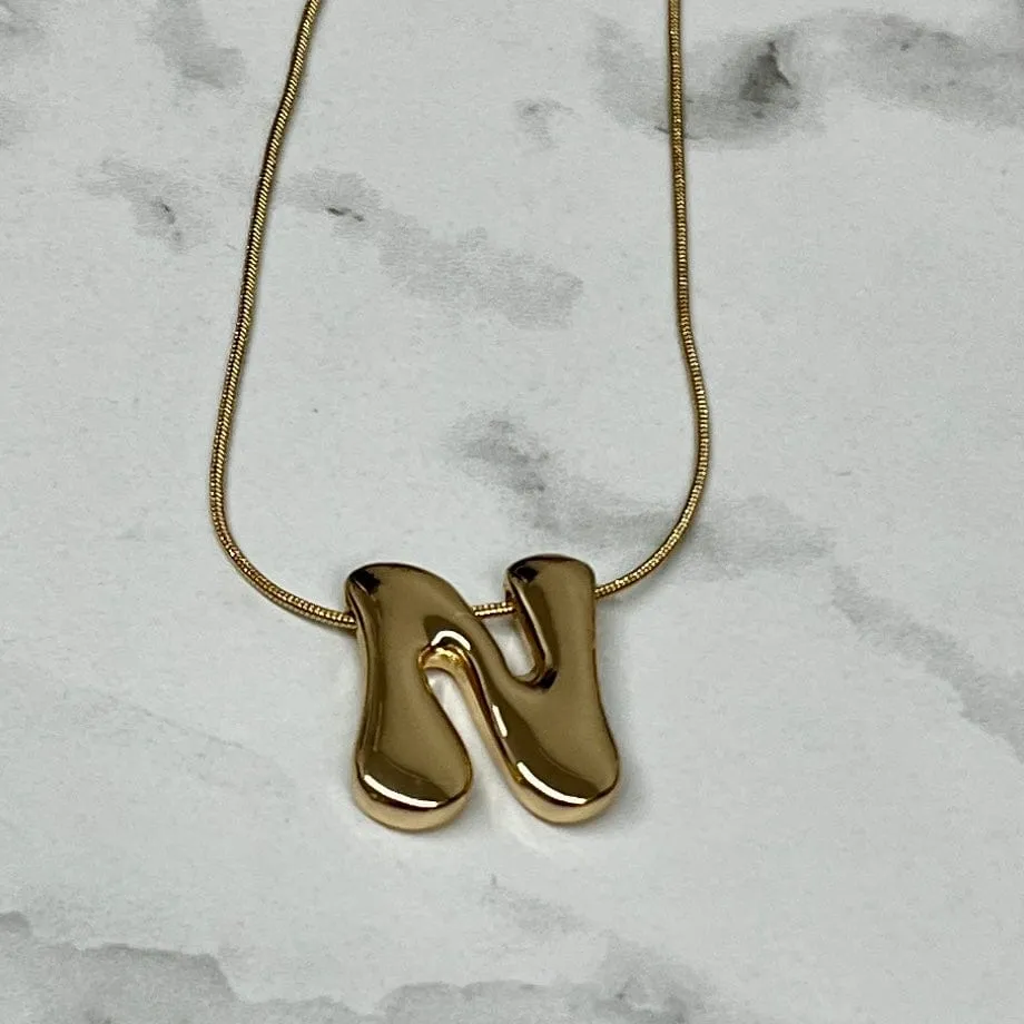 Goldtone Bubble Inital Necklace