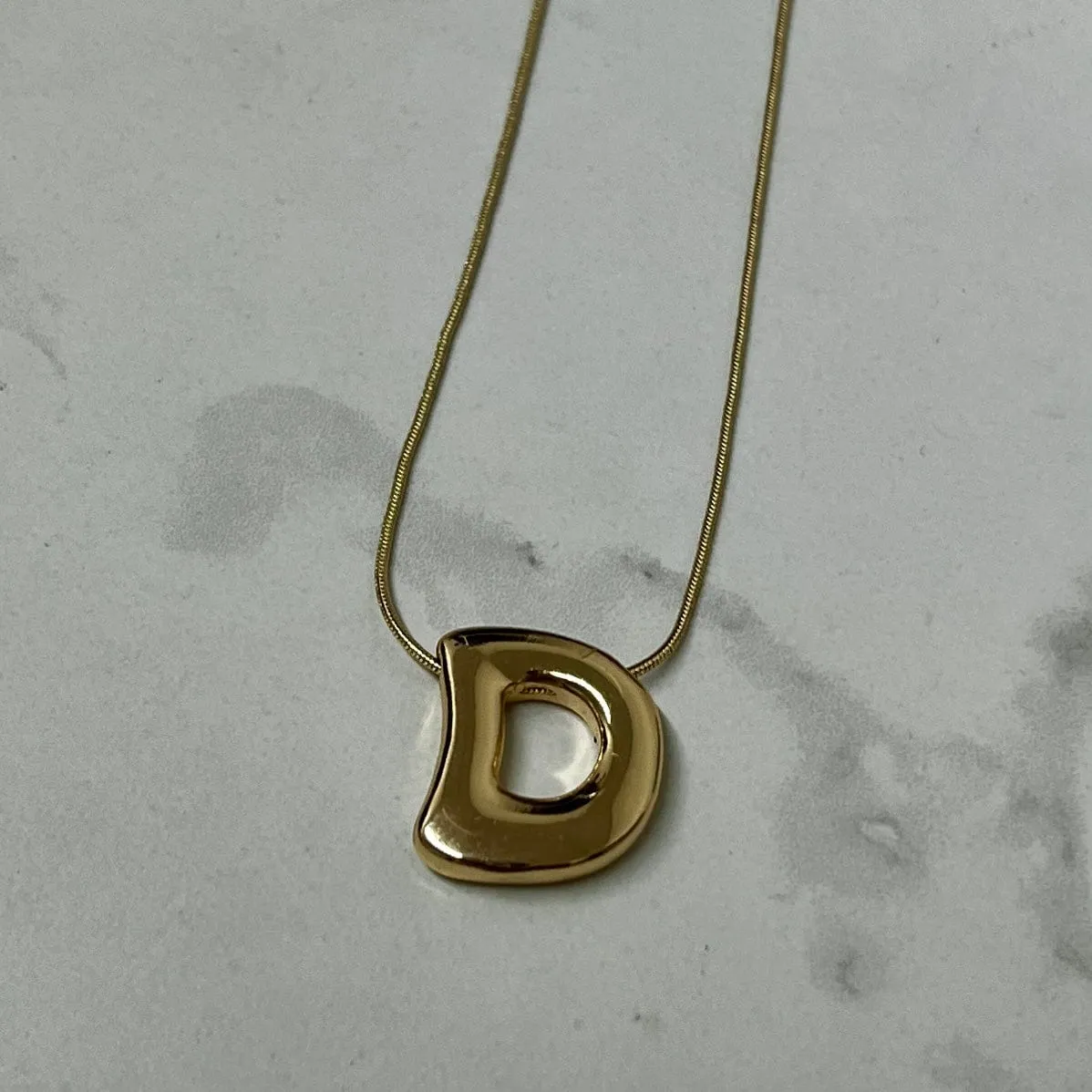 Goldtone Bubble Inital Necklace