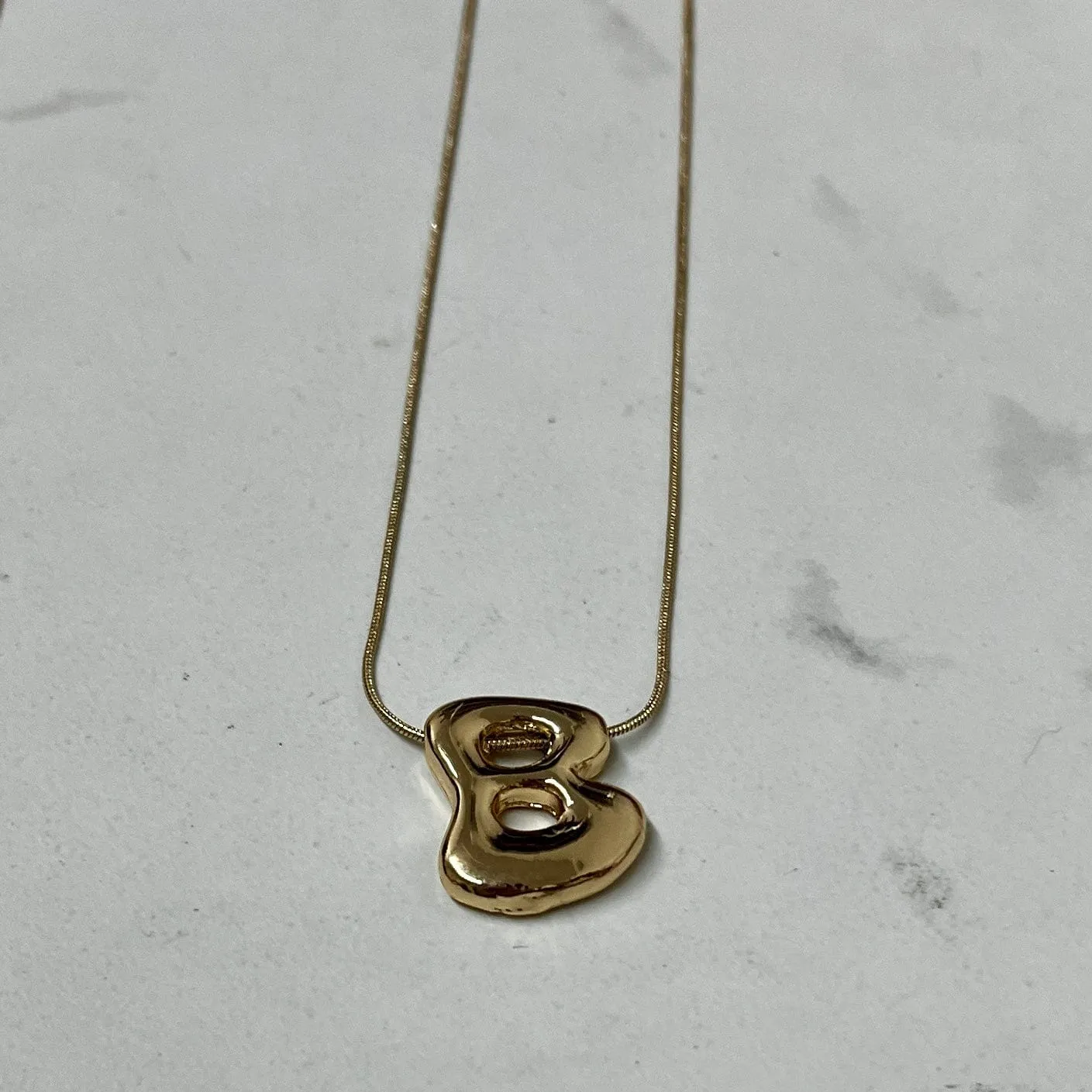 Goldtone Bubble Inital Necklace
