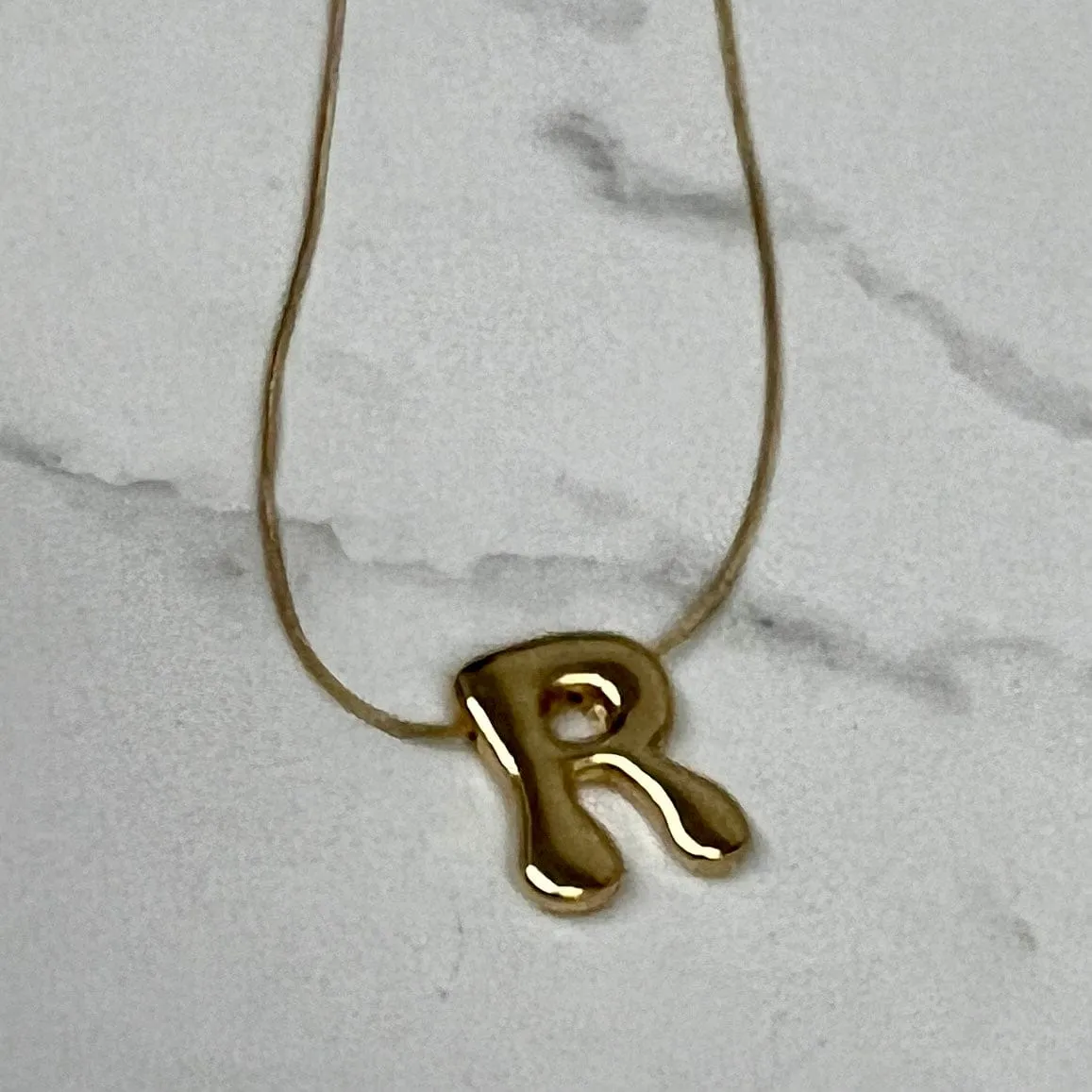 Goldtone Bubble Inital Necklace