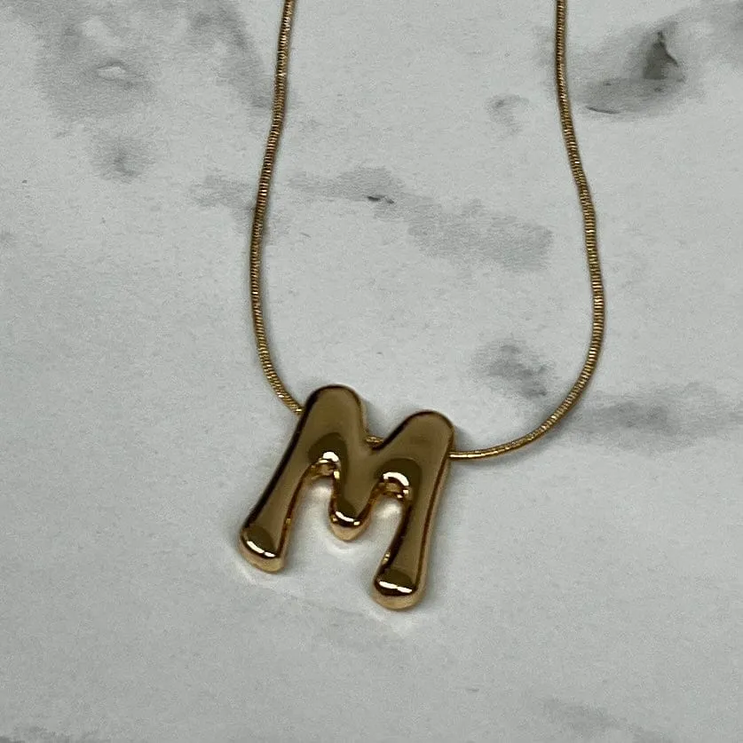 Goldtone Bubble Inital Necklace
