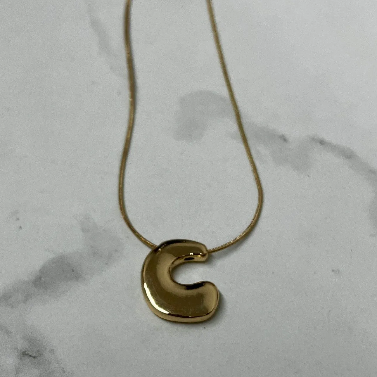 Goldtone Bubble Inital Necklace