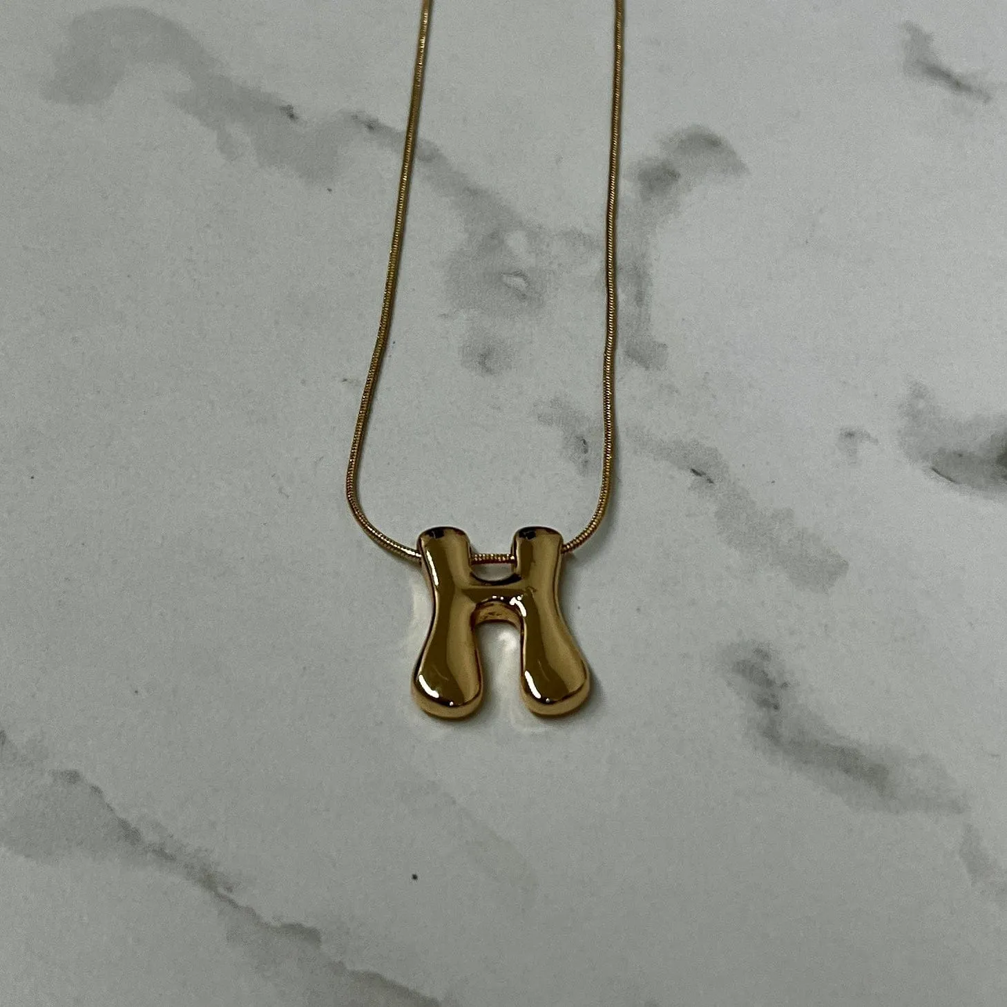 Goldtone Bubble Inital Necklace
