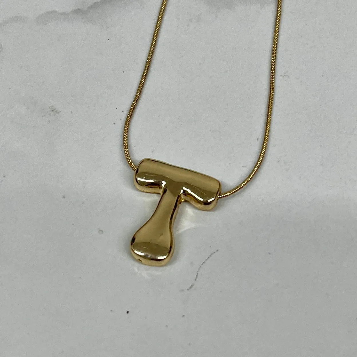 Goldtone Bubble Inital Necklace