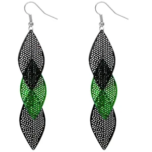 Green Glitter Almond-Shaped Drop Earrings
