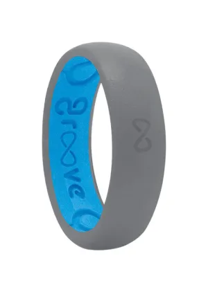 Groove Life Unisex Round Storm Gray/Blue Wedding Band Silicone Water Resistant Size 5