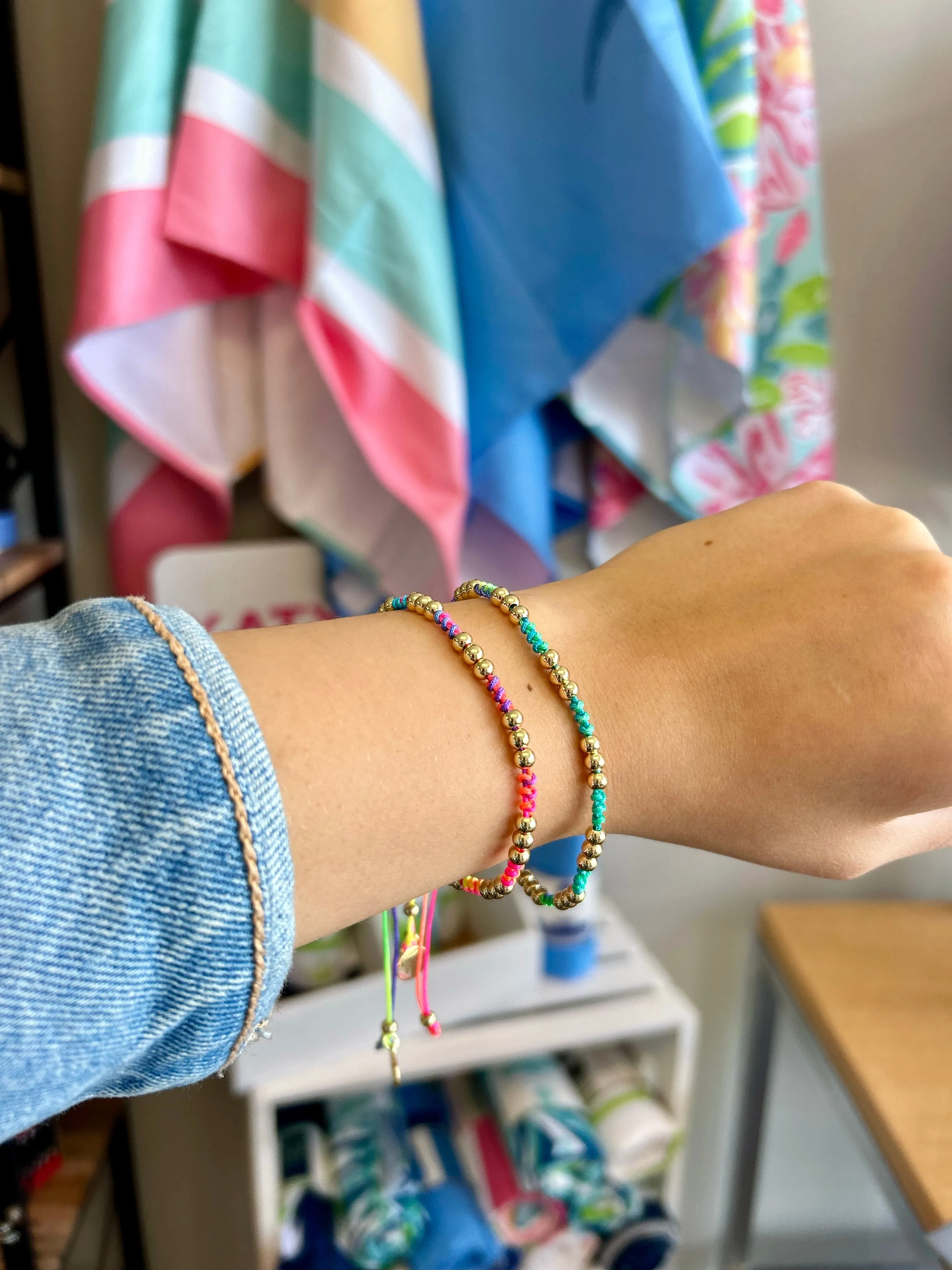 Handknoted Pull Tie Multi Color Bracelet- 4MM