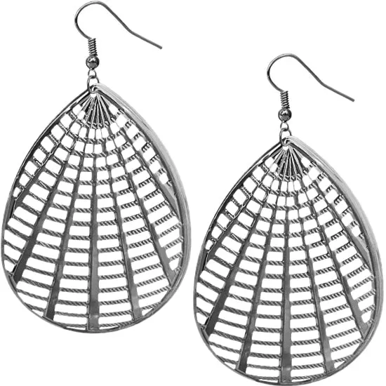 Hematite Cutout Pear-Shaped Drop Earrings