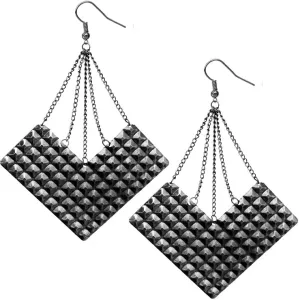 Hematite Large Pyramid Textured Chain Earrings