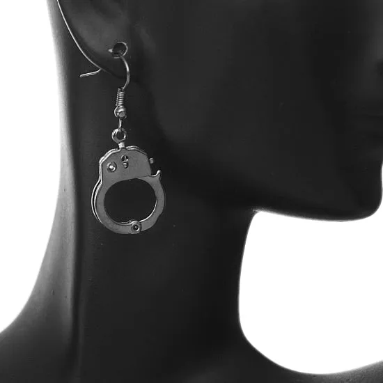 Hematite Police Handcuff Drop Earrings