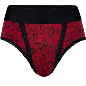 High Cut Panty Harness - Hearts & Roses Red