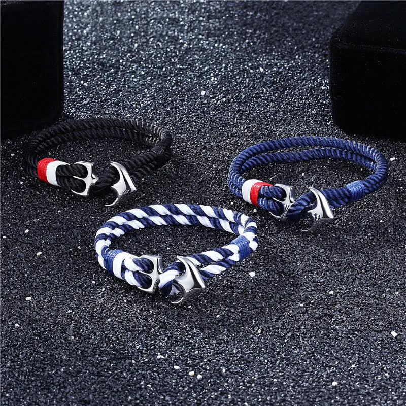 High Quality Anchor Bracelets Men Charm Rope Chain