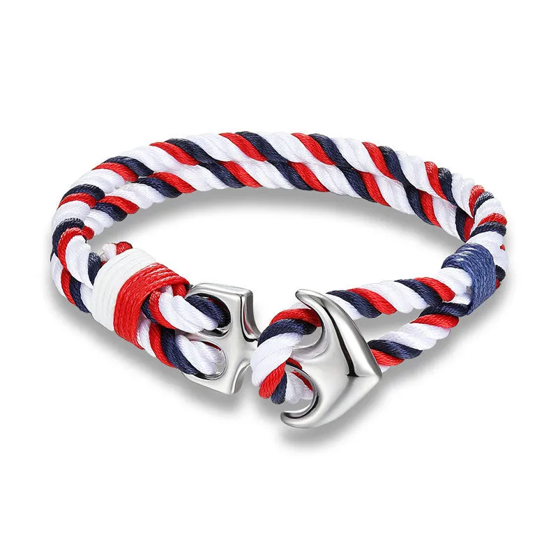 High Quality Anchor Bracelets Men Charm Rope Chain