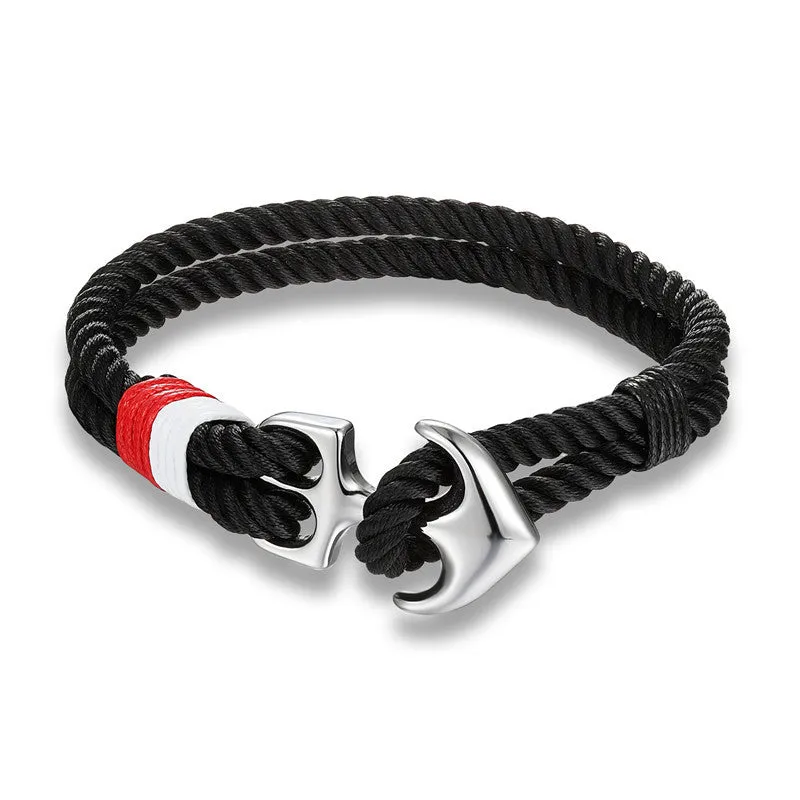 High Quality Anchor Bracelets Men Charm Rope Chain