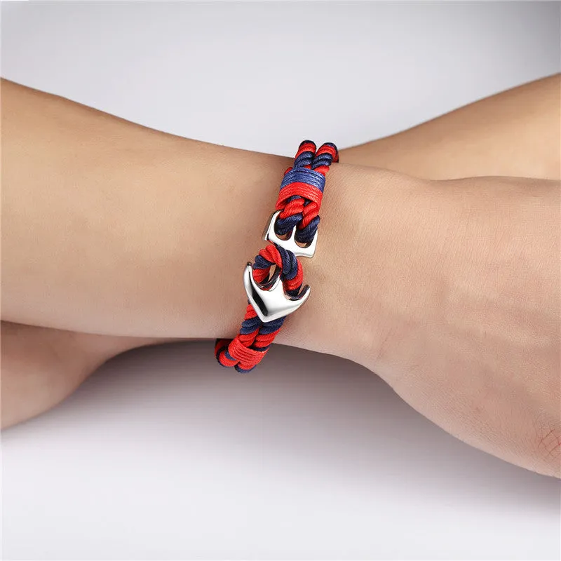 High Quality Anchor Bracelets Men Charm Rope Chain