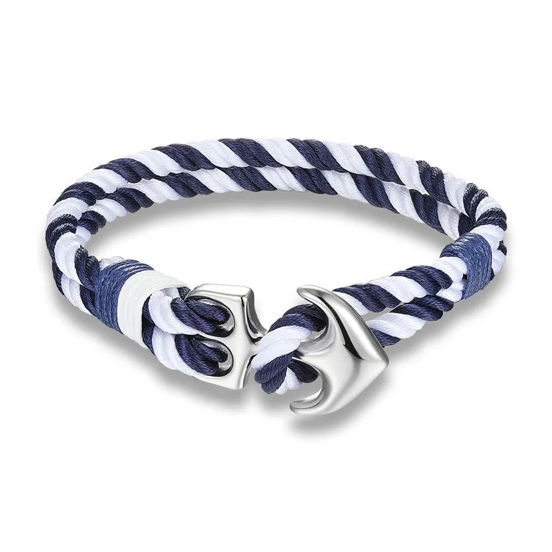 High Quality Anchor Bracelets Men Charm Rope Chain