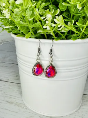 Holographic Pink Crystal Earrings - RESTOCK!