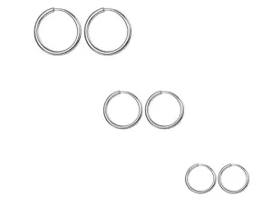 Hypoallergenic Round Hoop Unisex Cartilage Earrings Set (Set of 3)