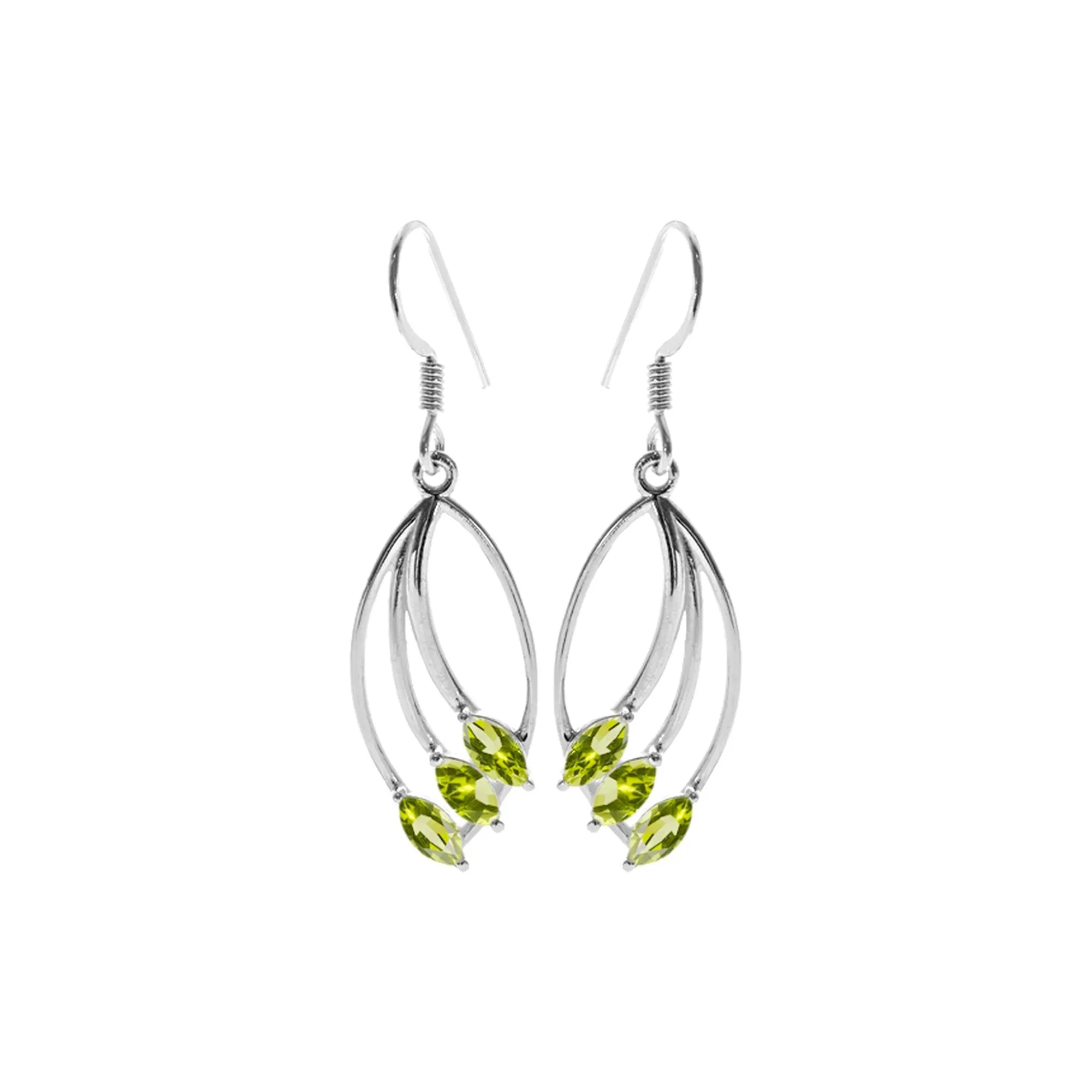 Ivy triple curve peridot earrings