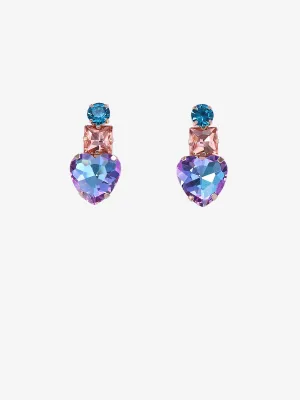Jeweled Heart Drop Earrings