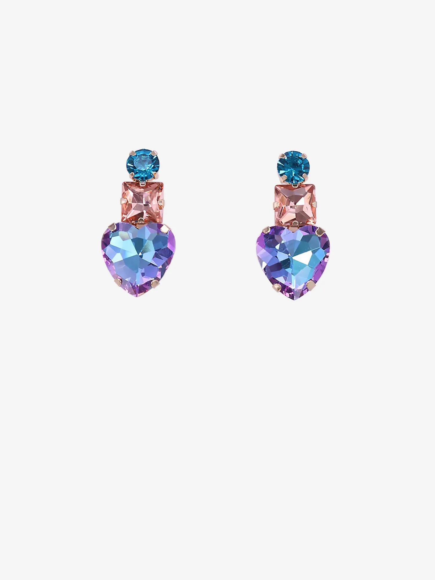 Jeweled Heart Drop Earrings