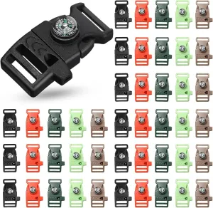 Jexine 50 Pcs Compass Buckle Clips Plastic Paracord Buckles Bracelets Accessories for Camping Travel Emergency Survival