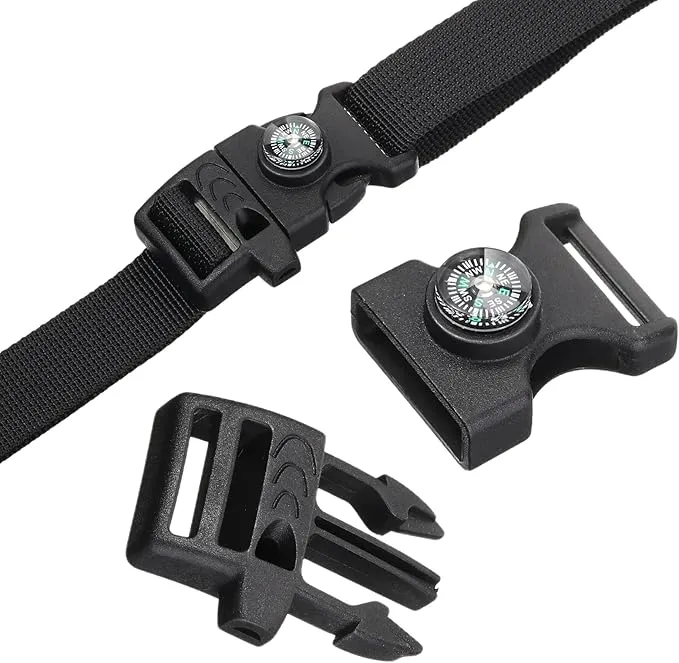 Jexine 50 Pcs Compass Buckle Clips Plastic Paracord Buckles Bracelets Accessories for Camping Travel Emergency Survival