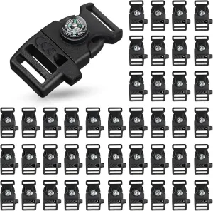 Jexine 50 Pcs Compass Buckle Clips Plastic Paracord Buckles Bracelets Accessories for Camping Travel Emergency Survival