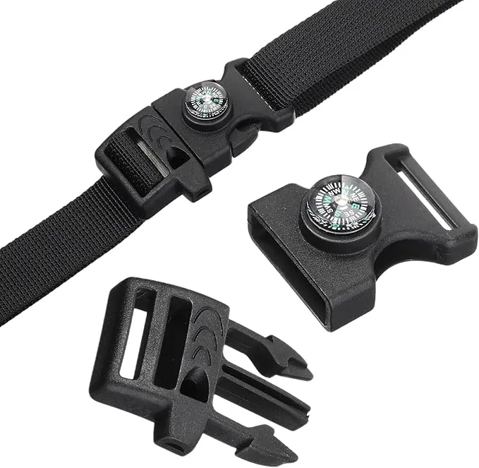 Jexine 50 Pcs Compass Buckle Clips Plastic Paracord Buckles Bracelets Accessories for Camping Travel Emergency Survival