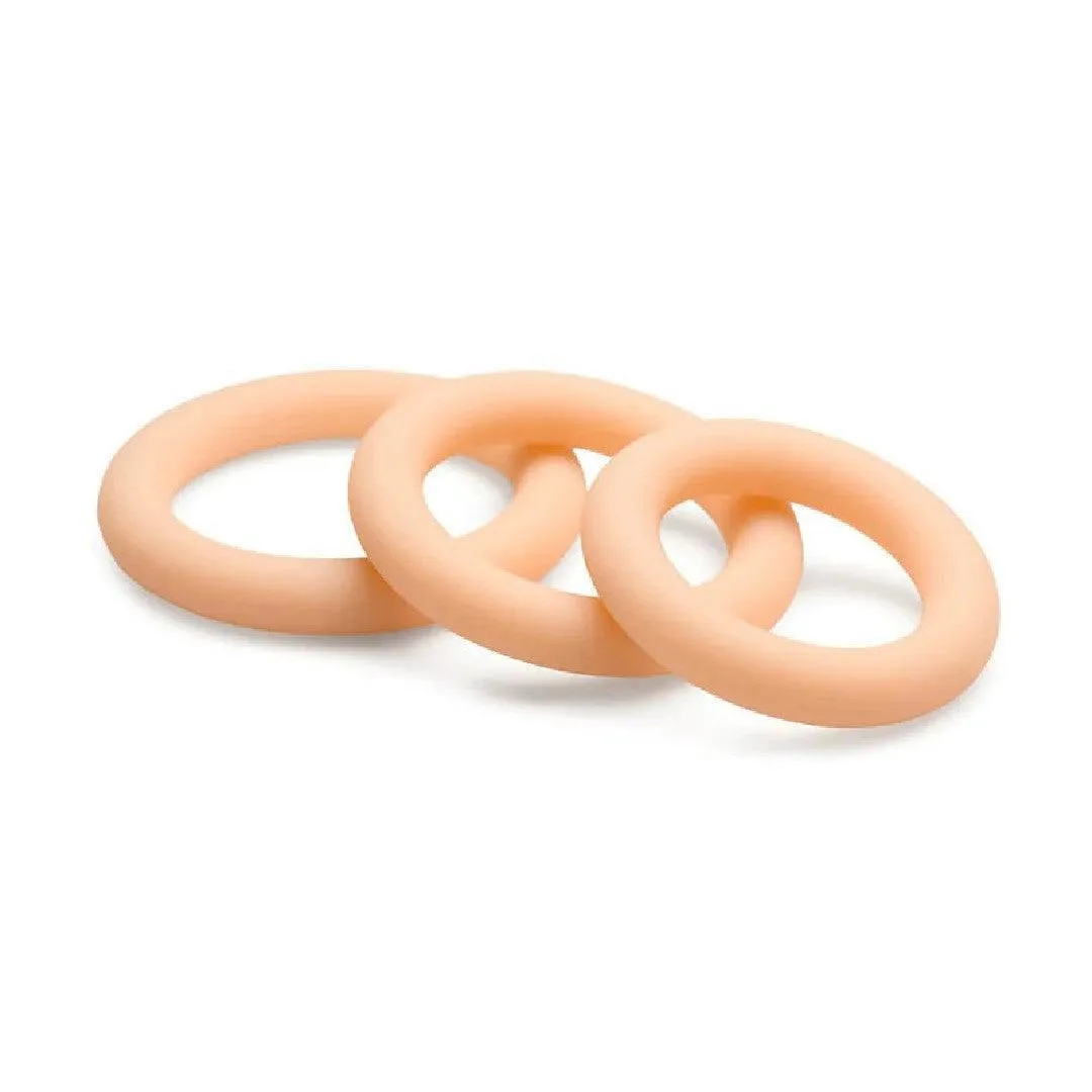 Jock Discreet Stretchy Silicone Cock Ring Set of 3 - Vanilla