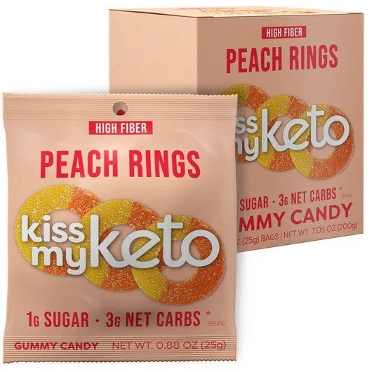 Kiss My Keto Peach Rings Keto Gummies - 8 x 25g