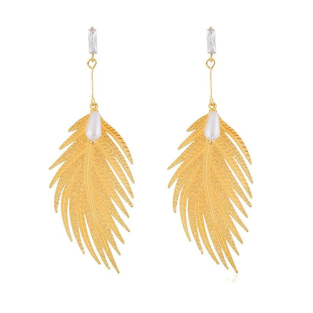 Leaf Long Drop Earrings
