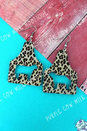 Leopard Cattle Tag Earrings