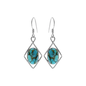 Lola diamond framed blue mohave turquoise earrings