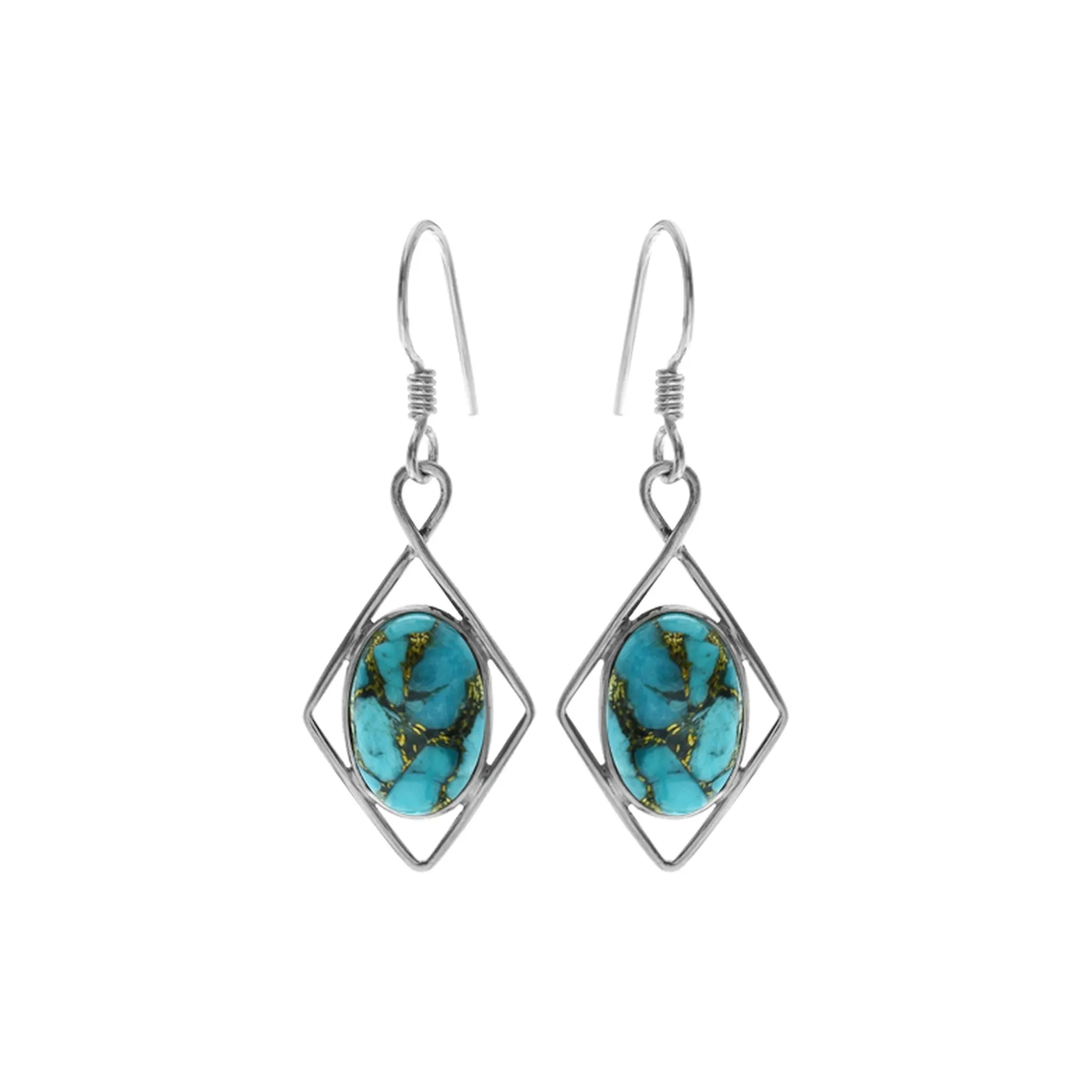 Lola diamond framed blue mohave turquoise earrings